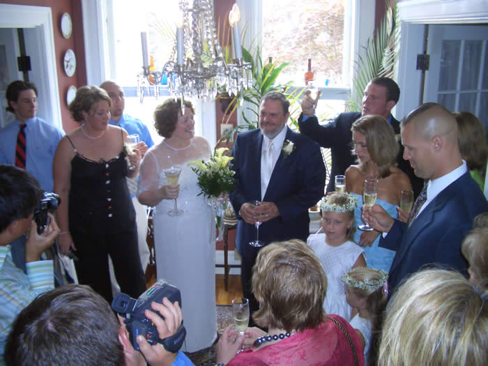 cove area used for a cocktail party after a wedding ceremony