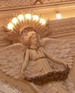 an angel on the ceiling of the Notre Dame Church in Southbridge ma is a masterpiece!